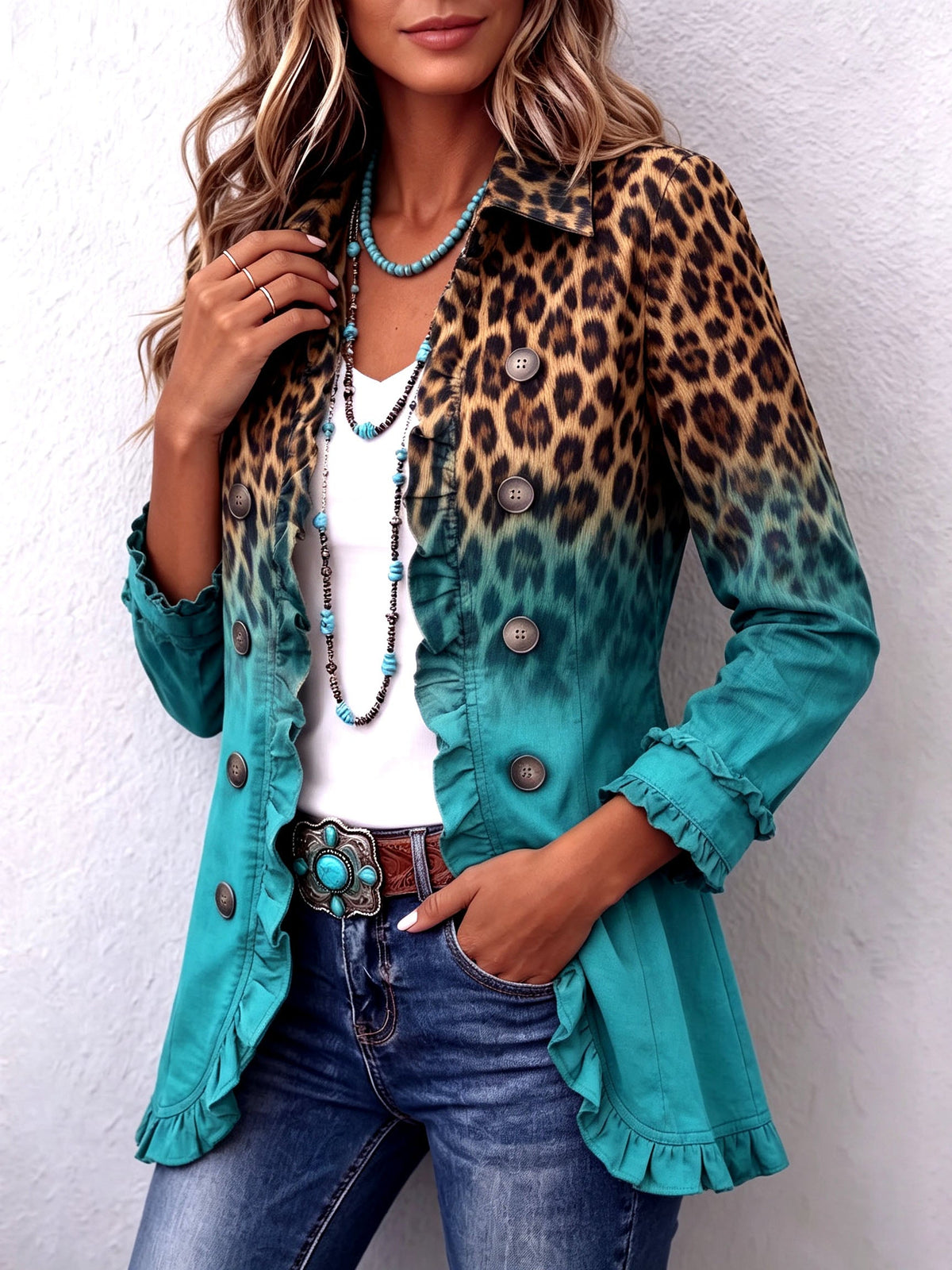 Raquel | Chaqueta Leopardo Degradado - Caqui