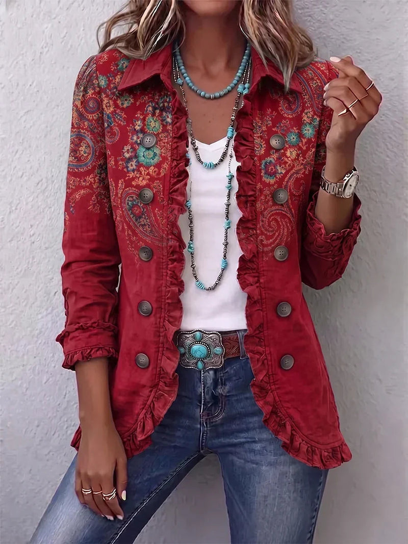 Laura | Chaqueta Estampado Cachemira Granate - Granate