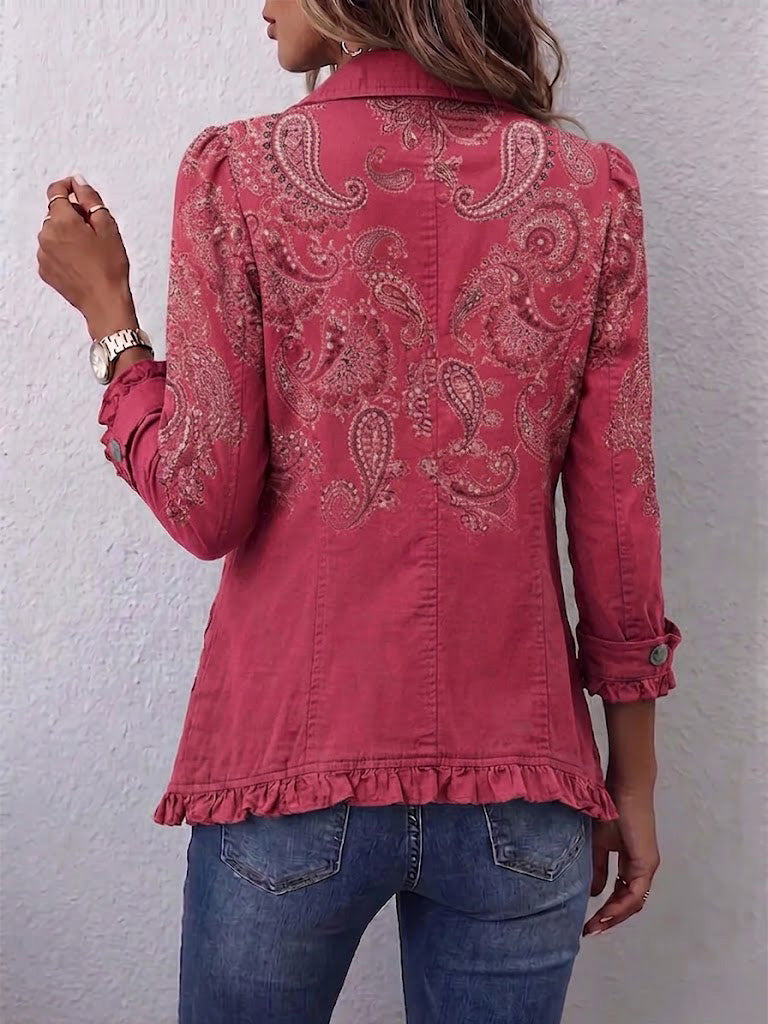 Irene | Chaqueta Estampado Cachemira Coral - Coral