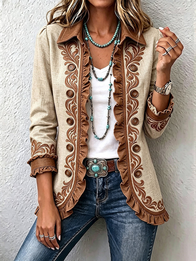 Verónica | Chaqueta Bordada Barroca - Camel