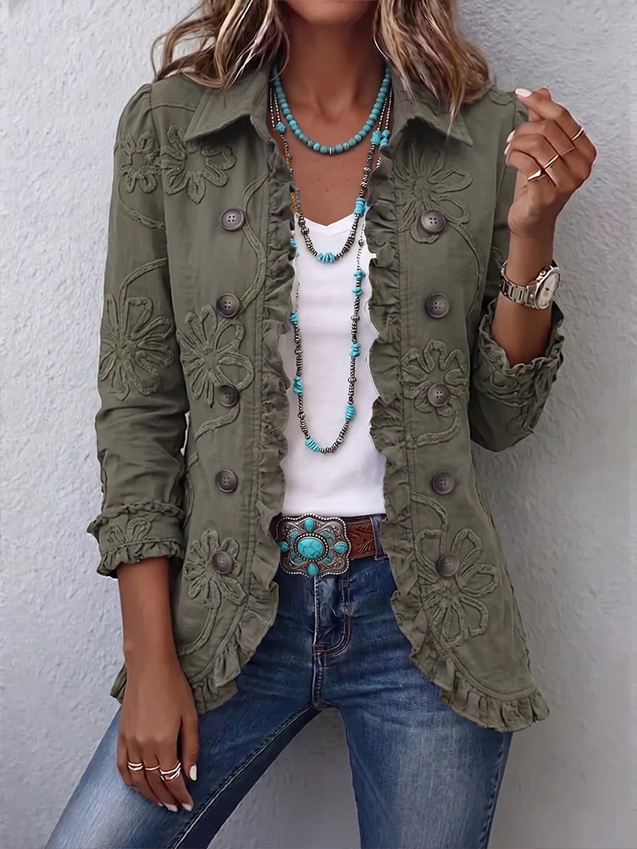 Lucía | Chaqueta Bordada Verde Militar - Verde Militar