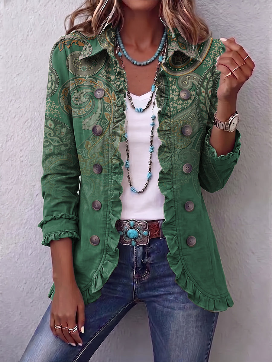 Olga | Chaqueta Estampado Cachemira Verde - Verde