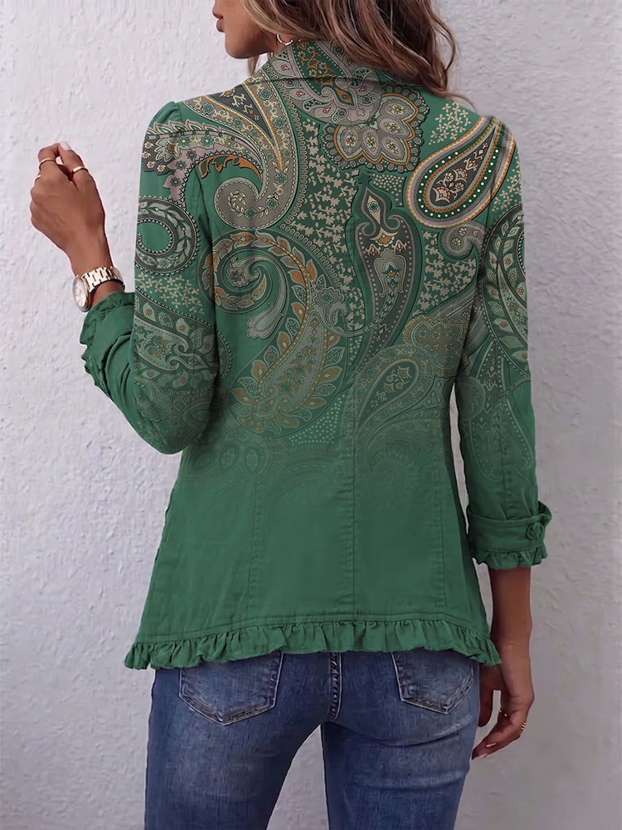 Olga | Chaqueta Estampado Cachemira Verde - Verde