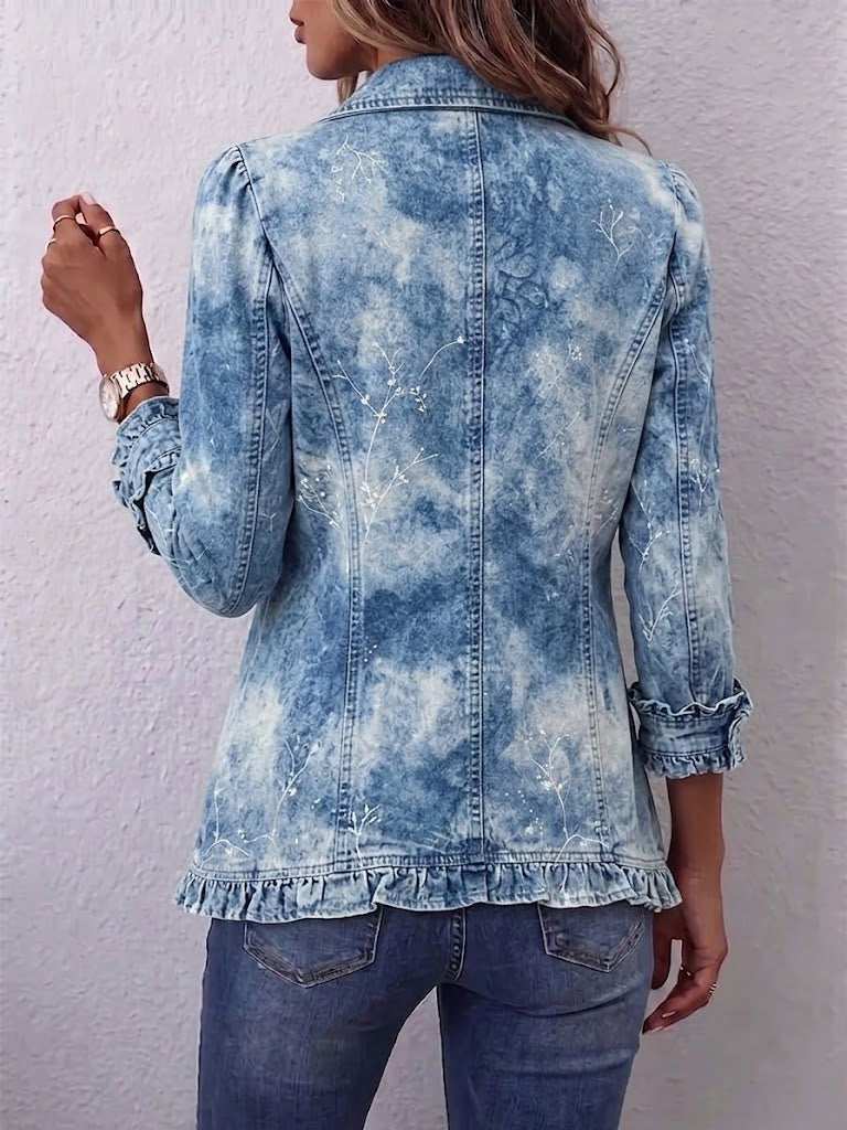 Elvira | Chaqueta Vaquera Floral - Azul Claro