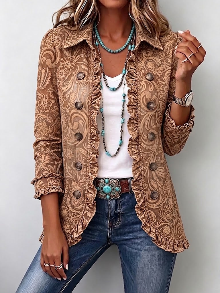 Asunción | Chaqueta Estampado Barroco Camel - Camel
