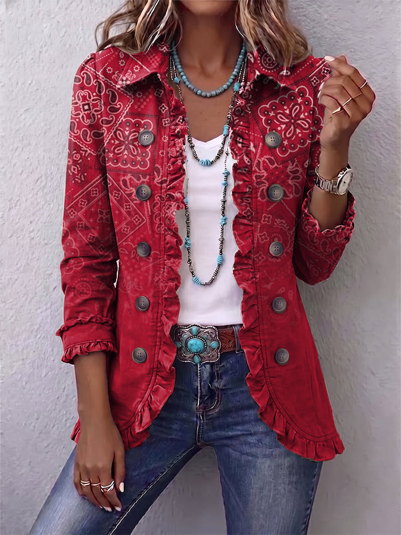 Leonor | Chaqueta Estampado Pañuelo Rojo - Rojo