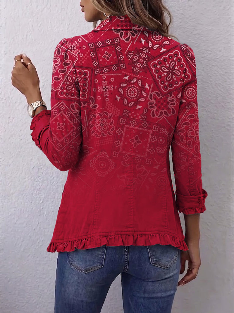 Leonor | Chaqueta Estampado Pañuelo Rojo - Rojo