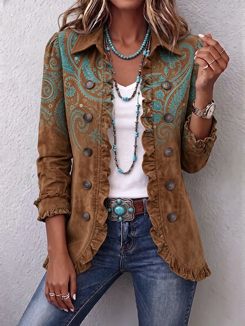 Marina | Chaqueta Estampado Cachemira Camel - Camel