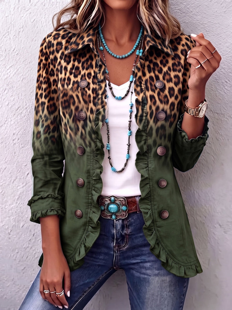 Visitación | Chaqueta Leopardo Degradado Verde Militar - Verde Militar