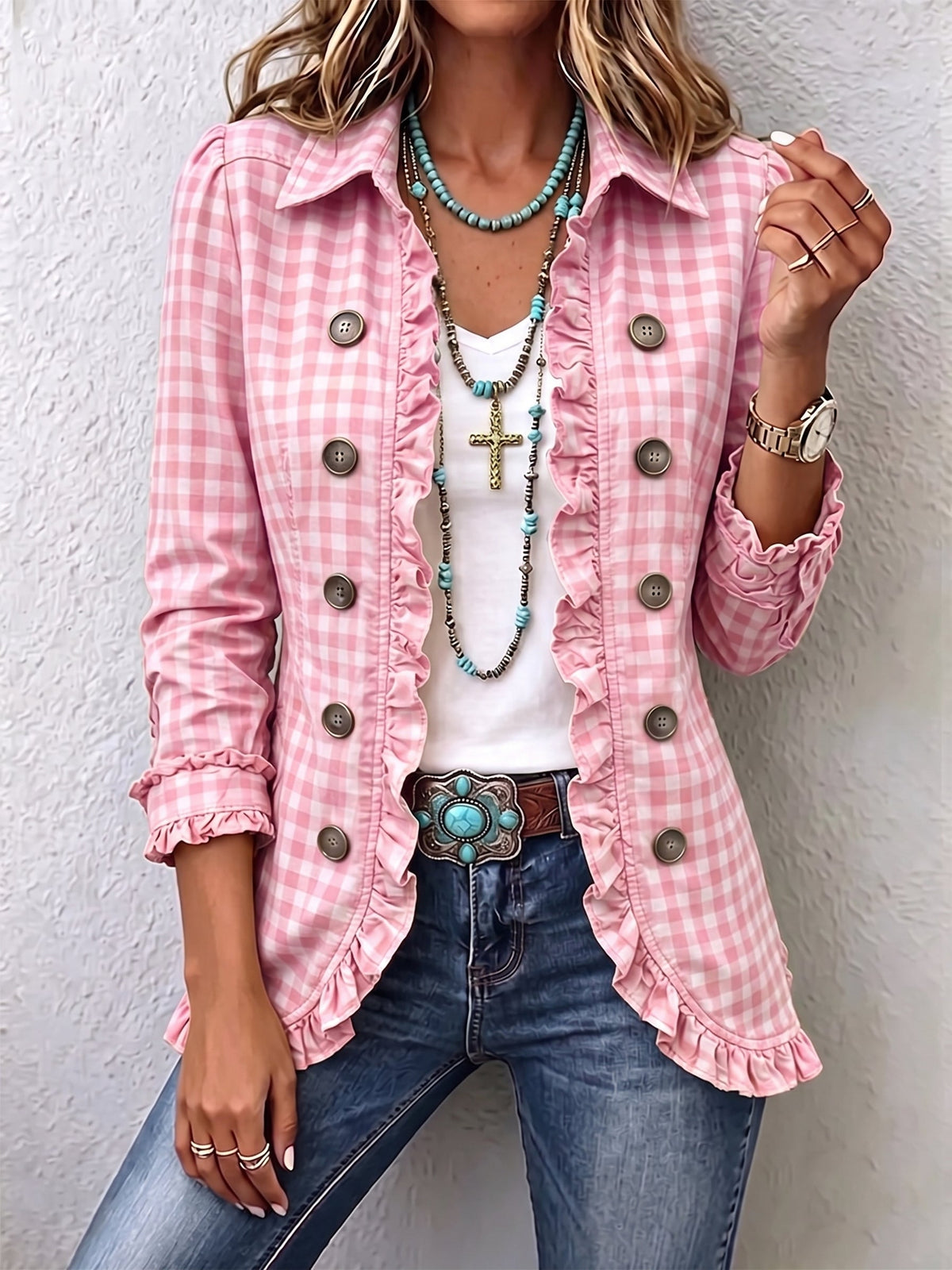 Eulalia | Chaqueta de Cuadros Vichy - Rosa