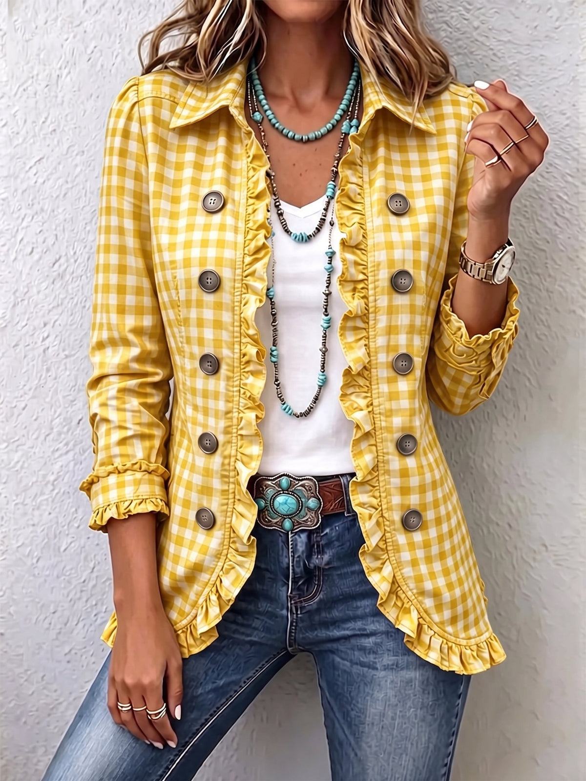 Eulalia | Chaqueta de Cuadros Vichy - Amarillo
