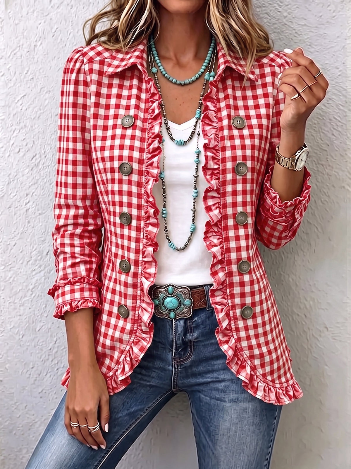 Eulalia | Chaqueta de Cuadros Vichy - Rojo