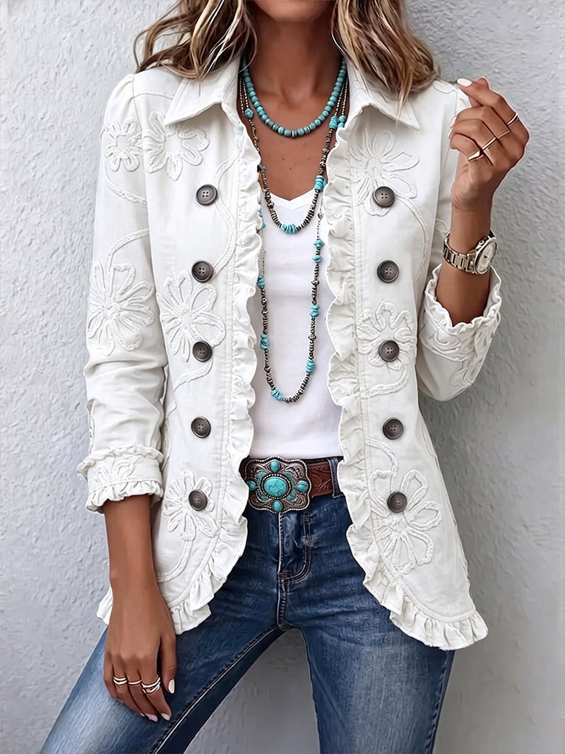 Patricia | Chaqueta Bordada Blanca - Blanco