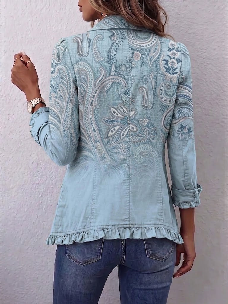 Silvia | Chaqueta Estampado Cachemira Celeste - Celeste