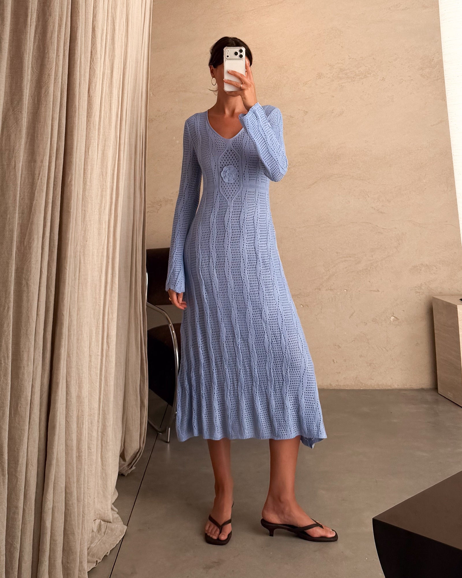 Cielo | Vestido midi de ganchillo