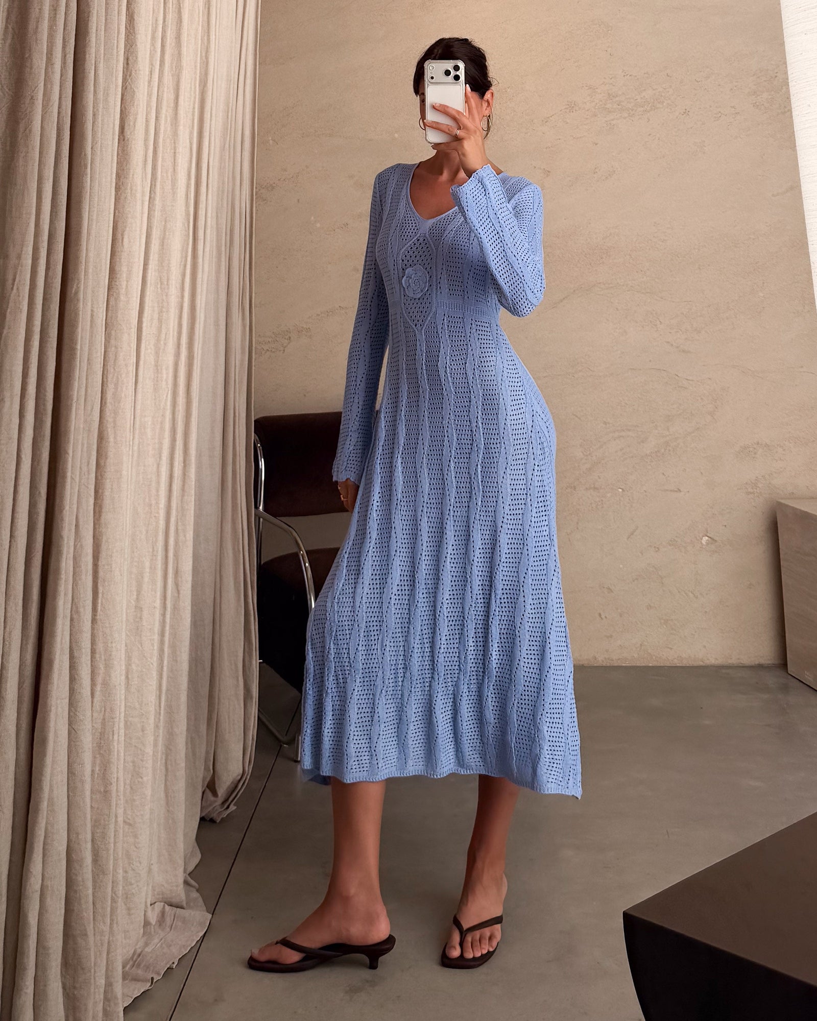 Cielo | Vestido midi de ganchillo