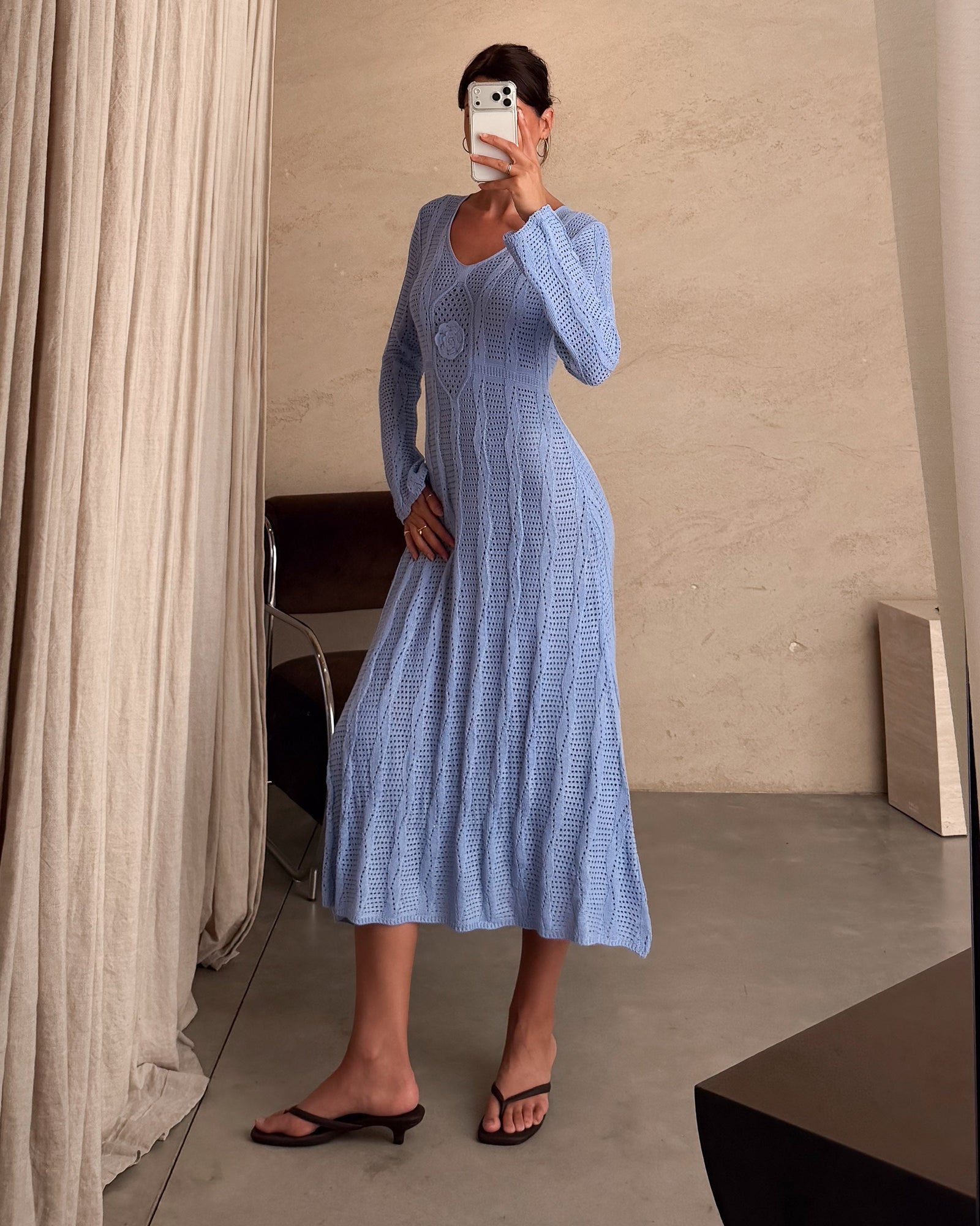 Cielo | Vestido midi de ganchillo