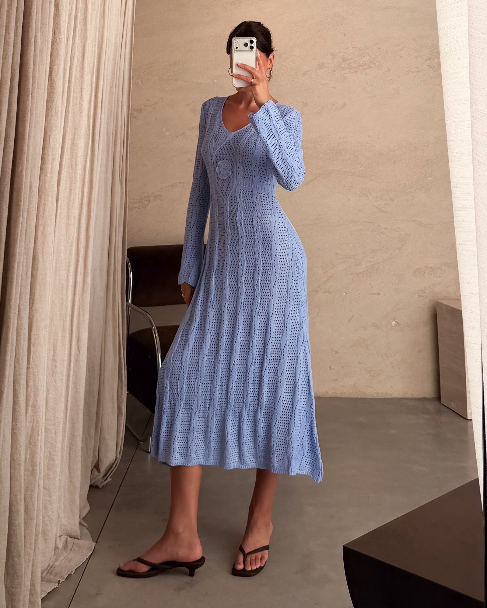 Cielo | Vestido midi de ganchillo