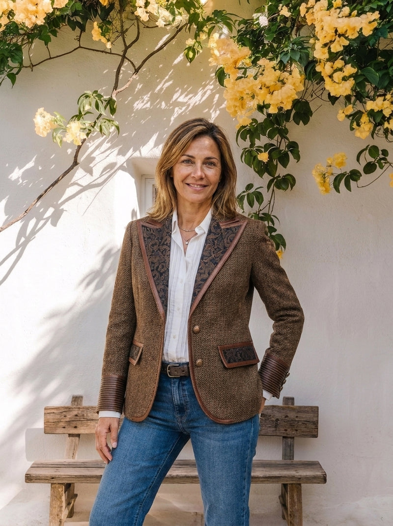 Marta | Americana Espiga con Detalles Estampados