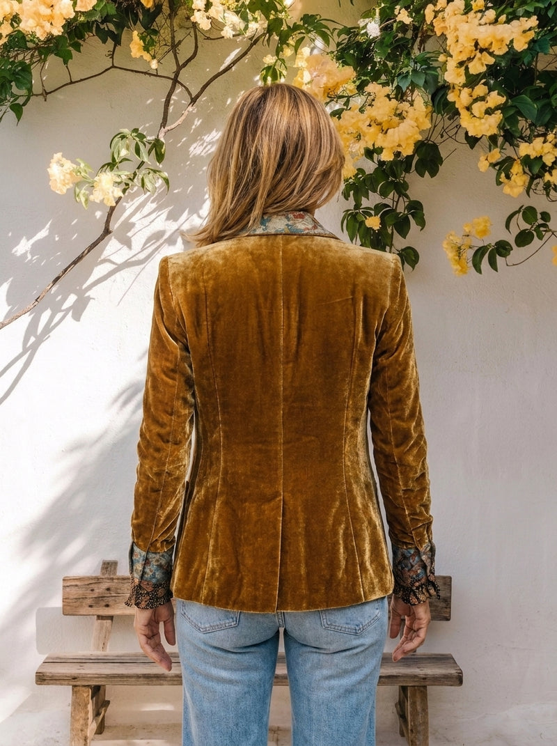 Belén | Americana Patchwork de Terciopelo Floral