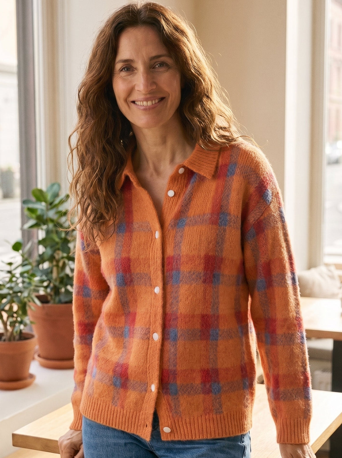 Ángeles | Chaqueta de Punto de Cuadros
