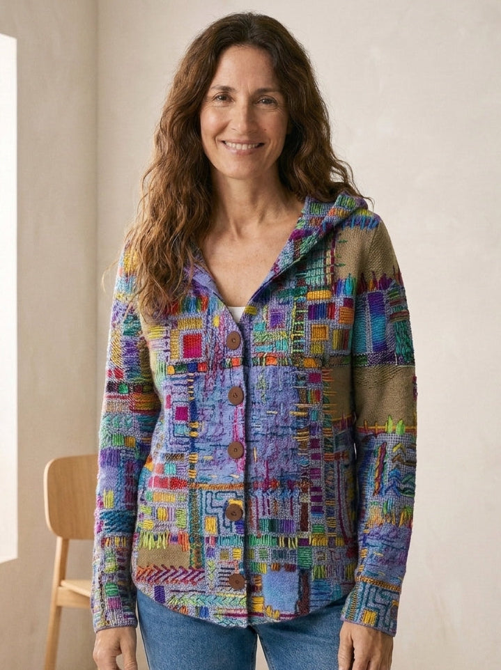 Antonia | Chaqueta de Punto Estampada con Capucha