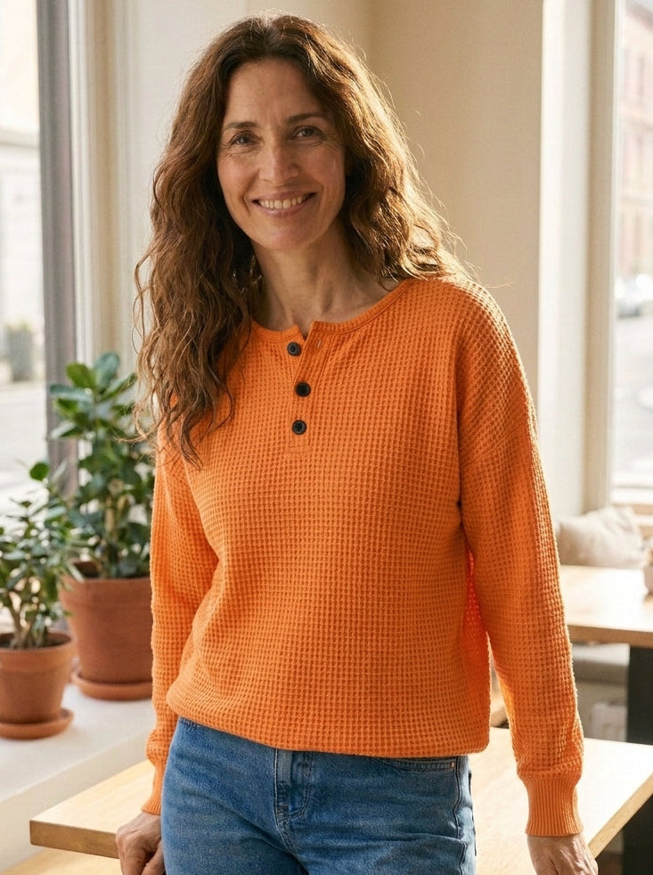 Esperanza | Sudadera Henley Gofrada