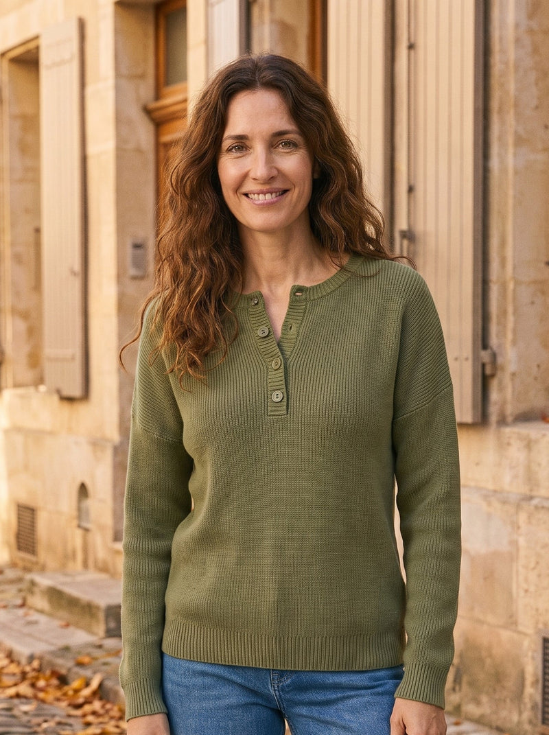 Consuelo | Jersey de Punto con Botones Henley