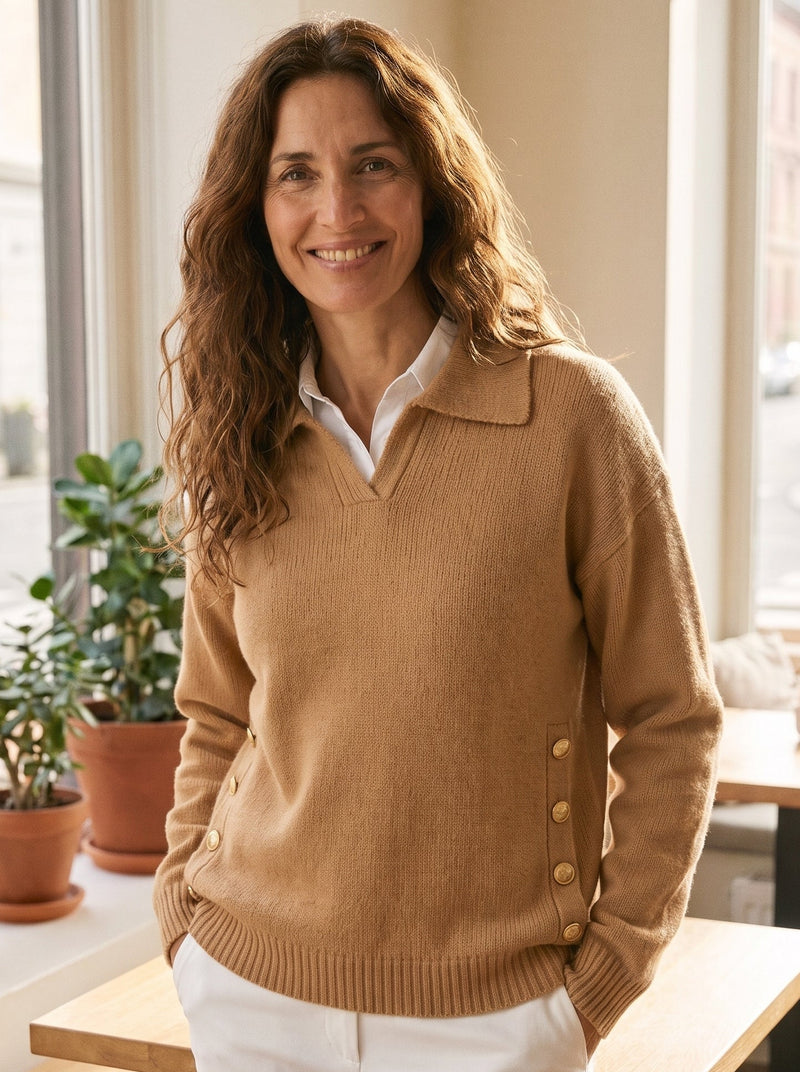 Purificación | Jersey con Cuello Polo y Botones