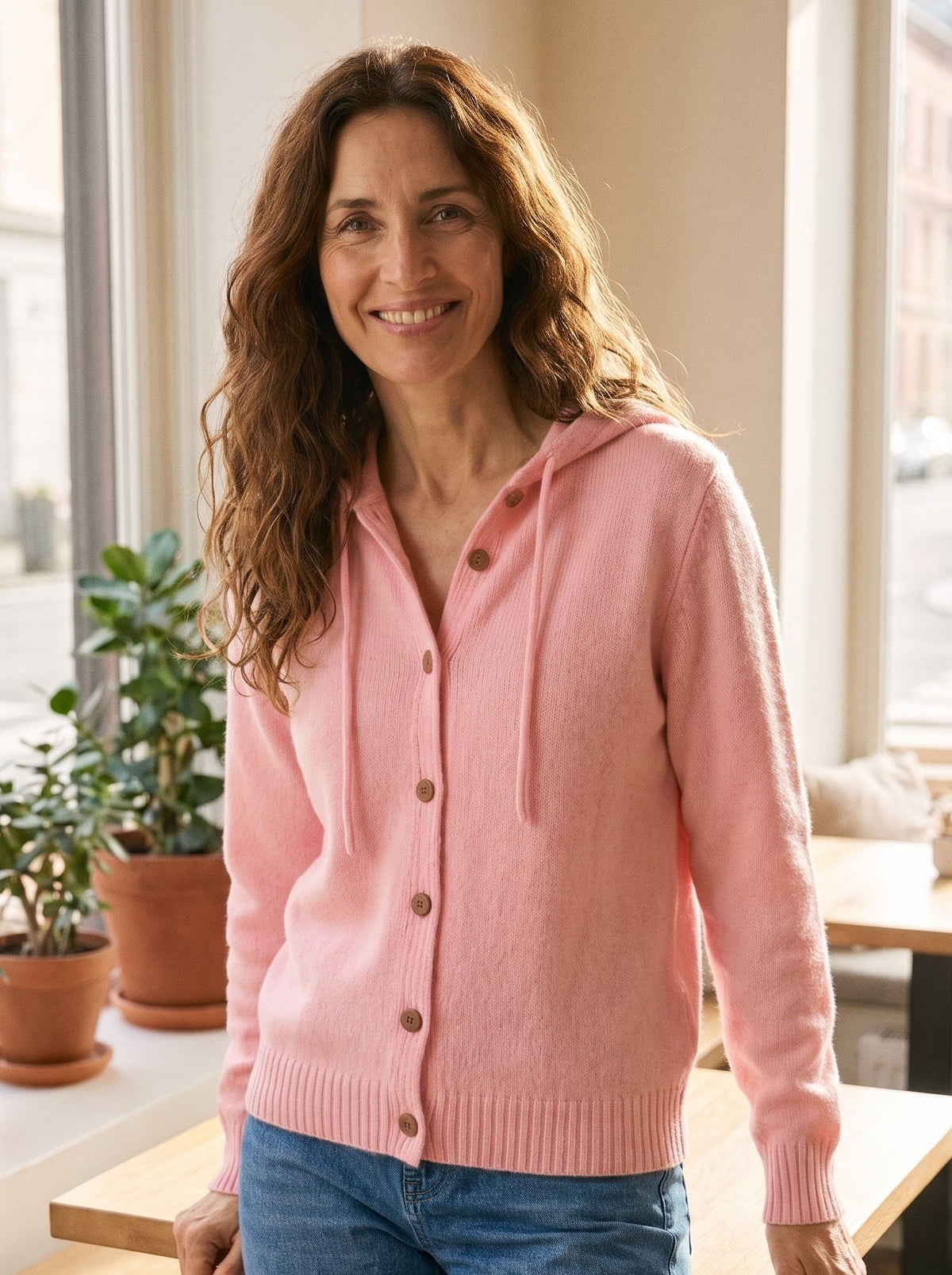 Remedios | Chaqueta de Punto con Capucha y Botones