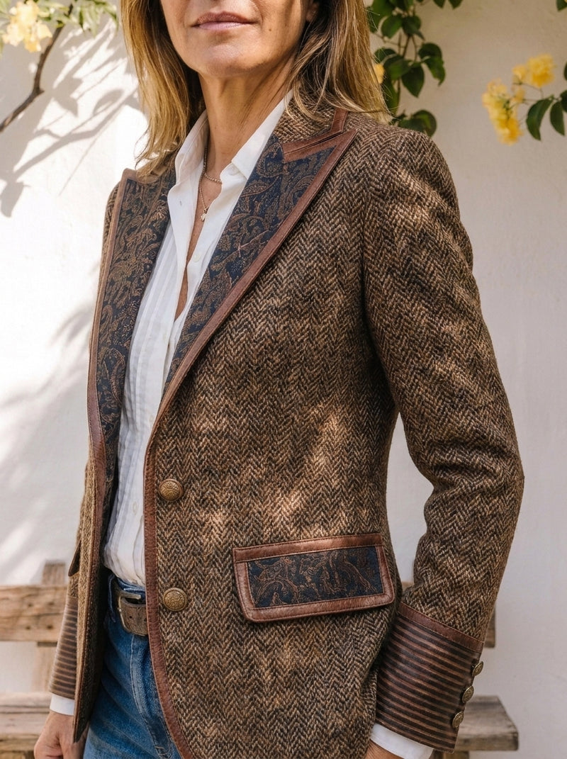 Marta | Americana Espiga con Detalles Estampados